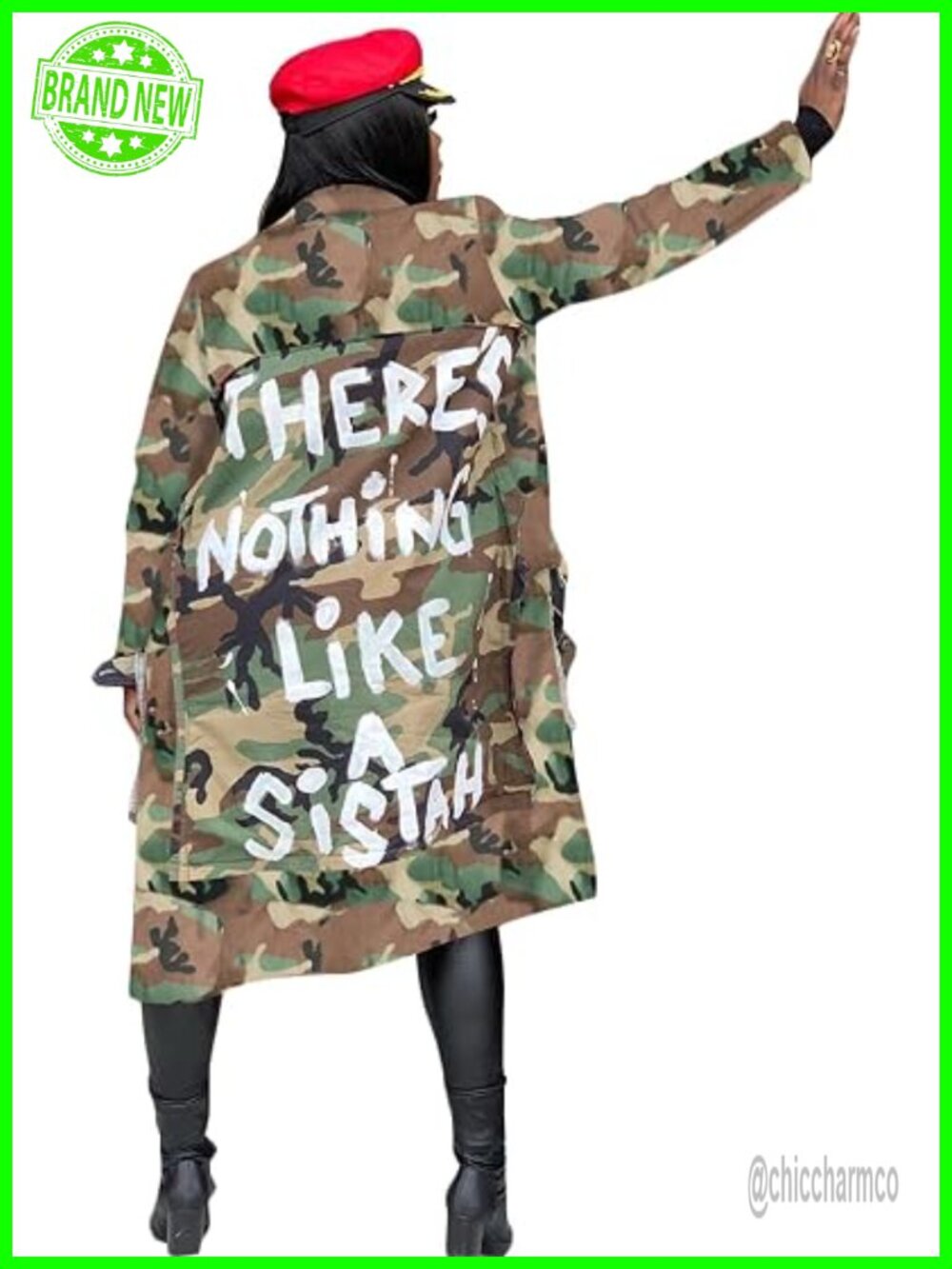 Women's Camouflage Trench Coat Long Sleeve Army Fatigue Jacket Plus Size